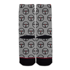 Function - Race car Steering Wheel Pattern Grey Socks