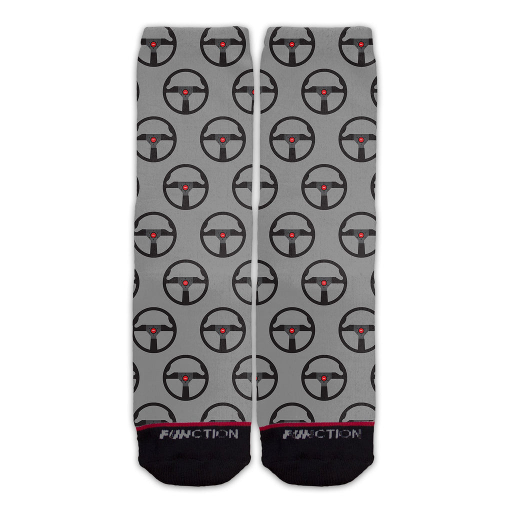 Function - Race car Steering Wheel Pattern Grey Socks