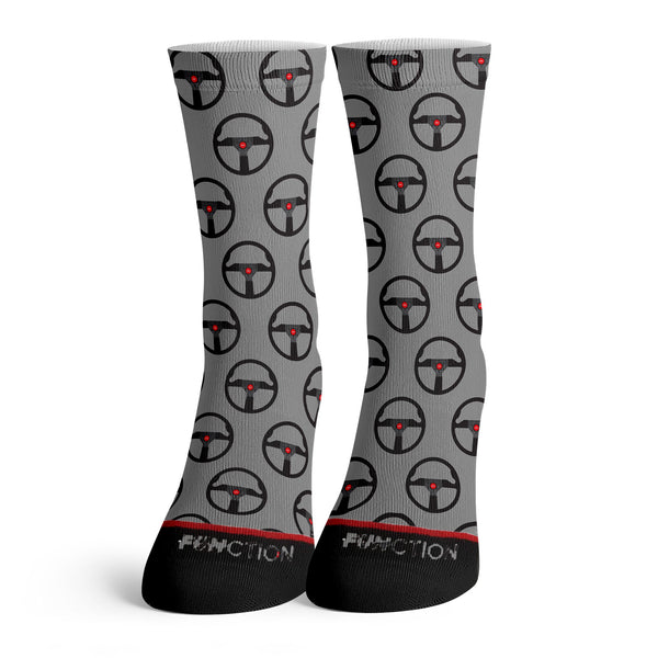 Function - Race car Steering Wheel Pattern Grey Socks