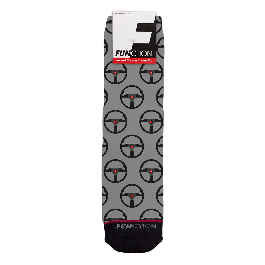 Function - Race car Steering Wheel Pattern Grey Socks