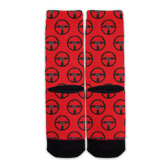 Function - Race car Steering Wheel Pattern Red Socks