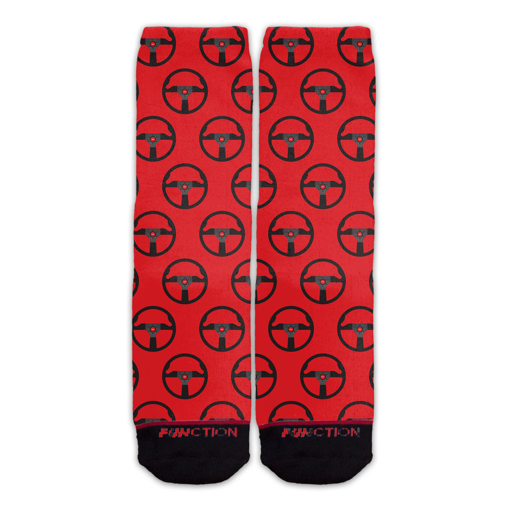 Function - Race car Steering Wheel Pattern Red Socks