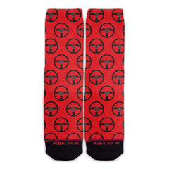 Function - Race car Steering Wheel Pattern Red Socks