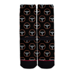 Function - Wood Grain Steering Wheel Pattern Black Socks