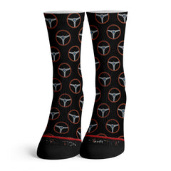 Function - Wood Grain Steering Wheel Pattern Black Socks