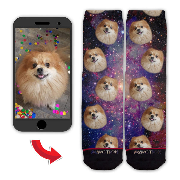 Function - Custom Animal Face In Space Galaxy Socks Dog Cat Pet Upload You Head