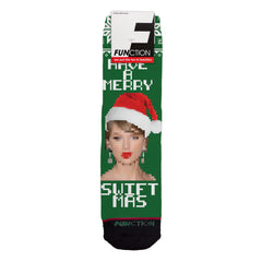 Function - Have a Merry Swiftmas Ugly Christmas Sweater 8-Bit Pattern Swiftie Unisex Adult Socks OSFM