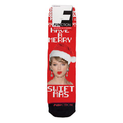 Function - Have a Merry Swiftmas Ugly Christmas Sweater 8-Bit Pattern Swiftie Unisex Adult Socks OSFM