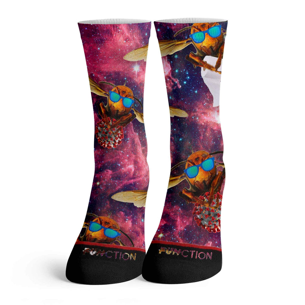 Function - Murder Hornets In Space Galaxy Carrying Virus and Toilet Paper Novelty Funny Tall Socks