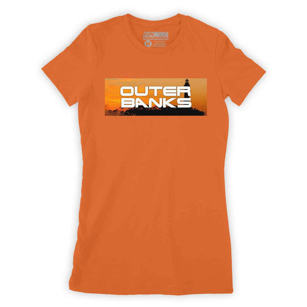 Function - Outer Banks Sunset Text Show Pogue Ocean Sea Turtle Tourist Women's T-Shirt