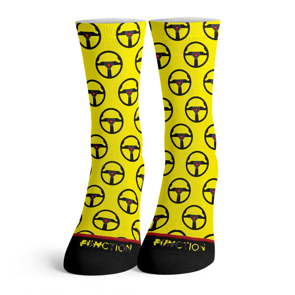 Function - Race car Steering Wheel Pattern Yellow Socks