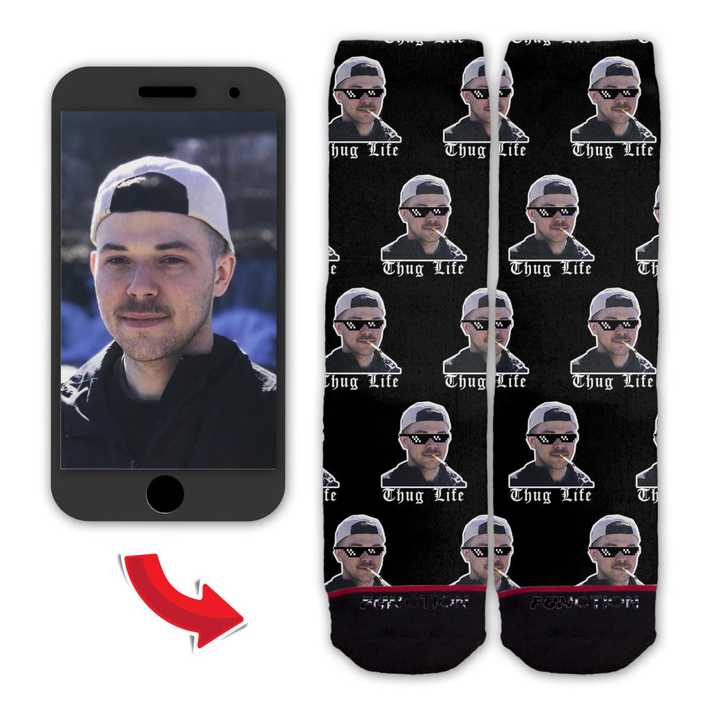 Function - Custom Thug Life Face Socks Personalize Upload Photo Customize Head